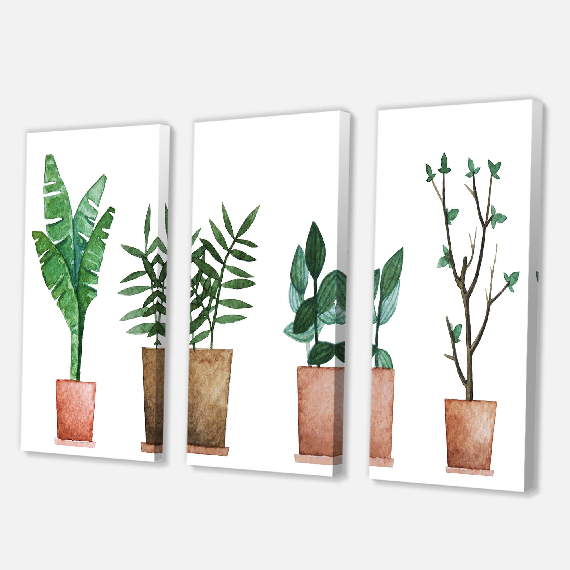 Designart - Duo of Potted Flowers House Plants